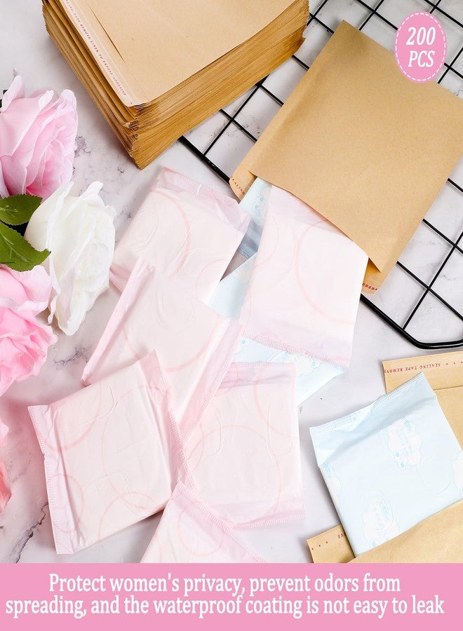 Dunzoom 200 Pcs Large Sanitary Napkin Disposal Bags Feminine Hygiene Disposal Bags 7.87 x 6.3 Inch Bulk Disposable Kraft Tampons Bags for Feminine Products with Self Adhesive for Women Girls - Image 5
